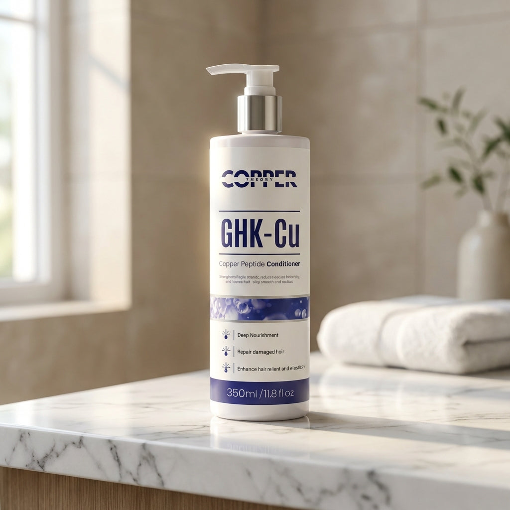 Application of GHK-CU scalp conditioner on hair