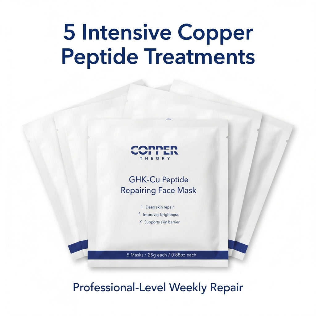 Application of copper peptide face mask on skin