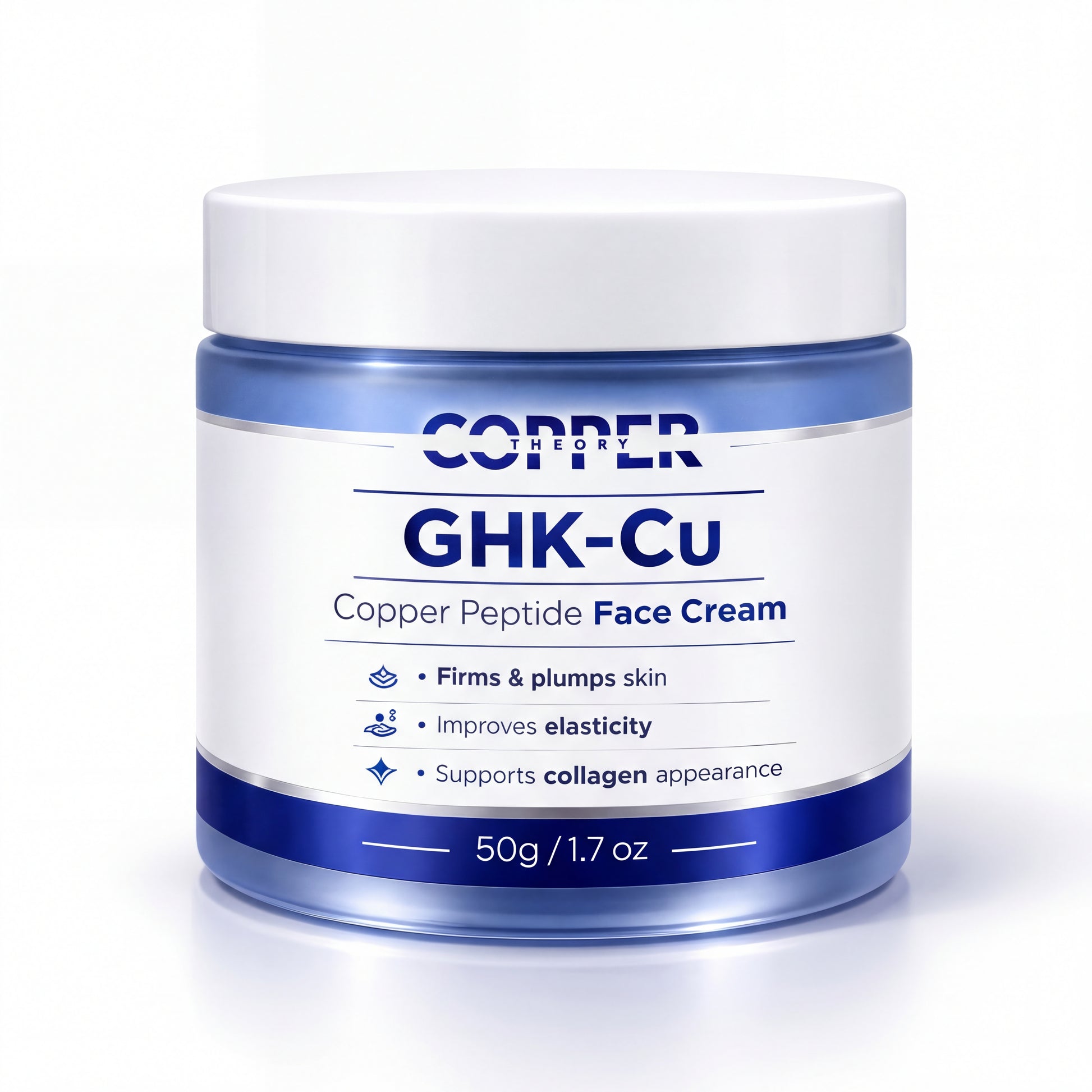 Copper Theory GHK-CU Face Cream 1% in blue jar