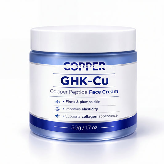 Copper Theory GHK-CU Face Cream 1% in blue jar